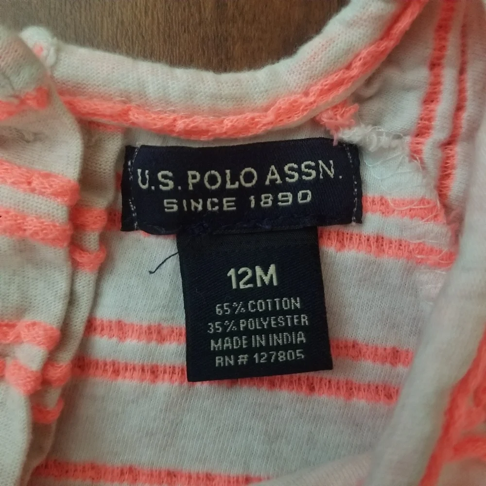 U.S. Polo Assn Onesie Ruffle Sleeves Large Logo - Picture 8 of 8